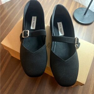 Steve Madden Black Textured Mary Jane Flats